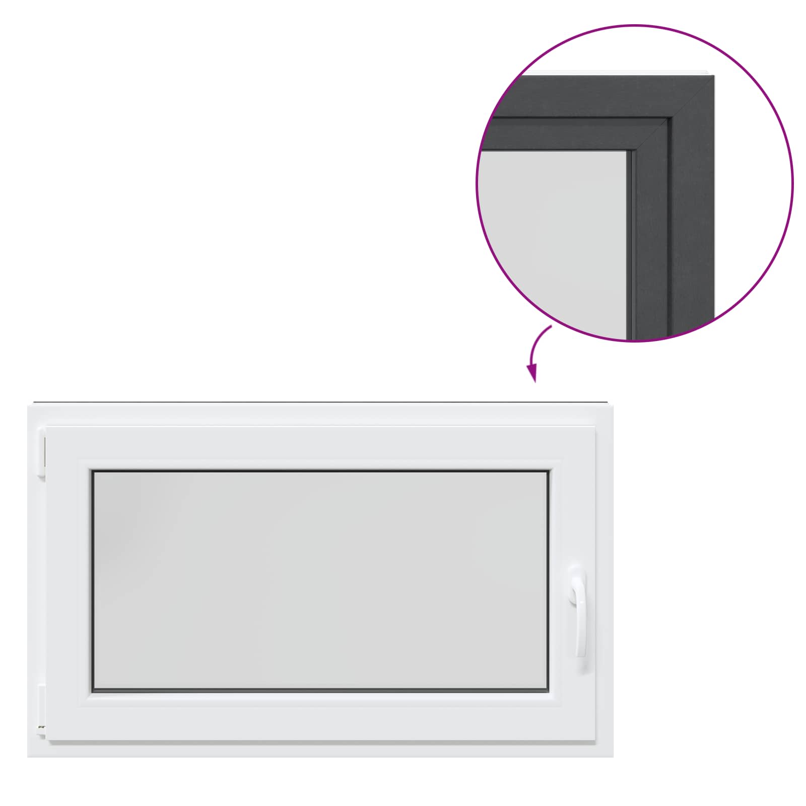 Kelderraam RISOR Antraciet 100 x 60 cm PVC en glas