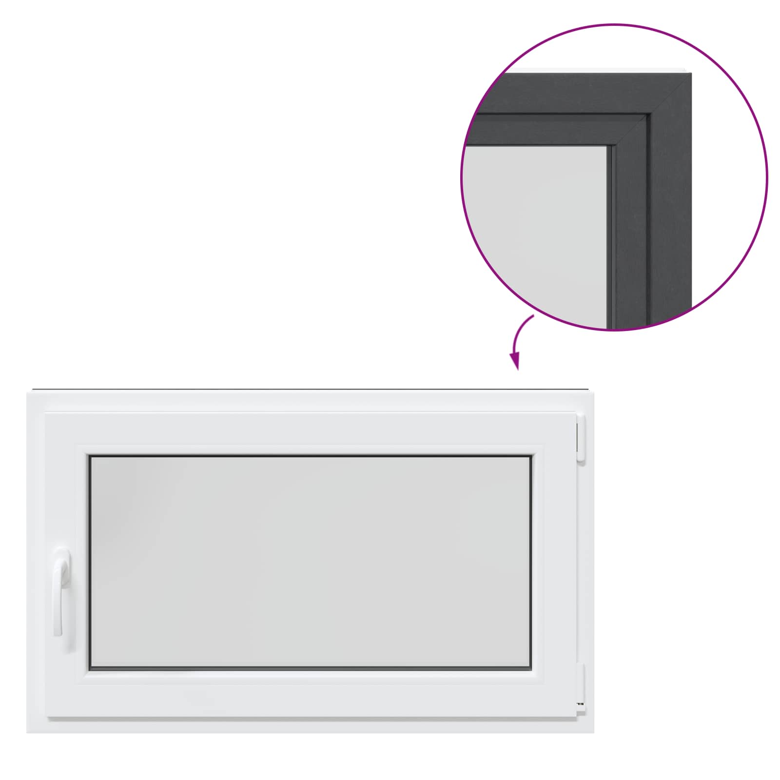 Kelderraam RISOR Antraciet 100 x 70 cm PVC en glas