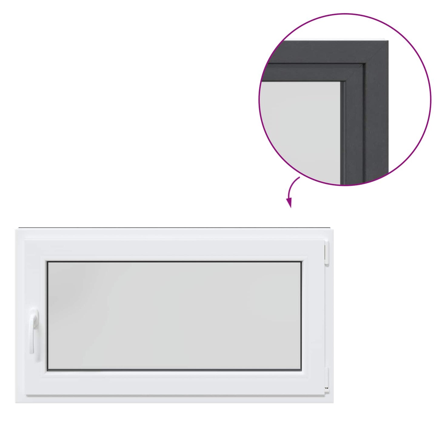 Kelderraam RISOR Antraciet 110 x 50 cm PVC en glas