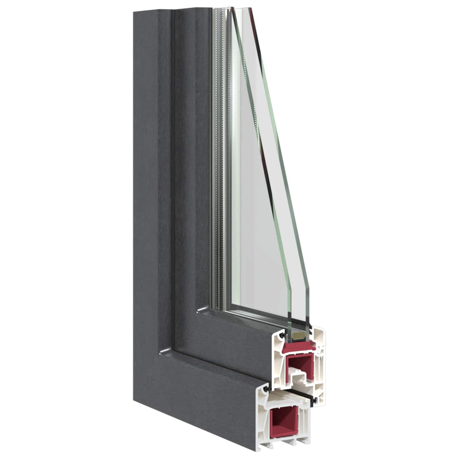 Kelderraam RISOR Antraciet 110 x 50 cm PVC en glas