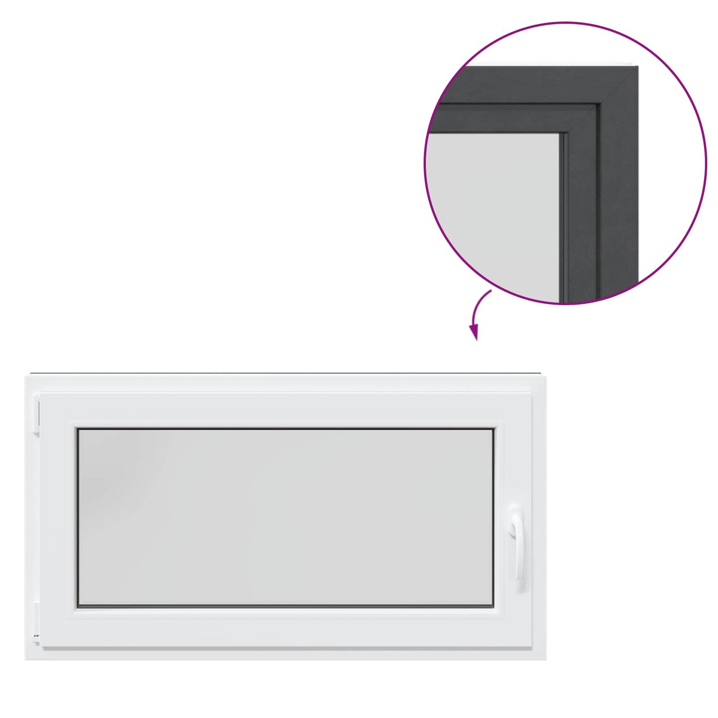 Kelderraam RISOR Antraciet 110 x 50 cm PVC en glas