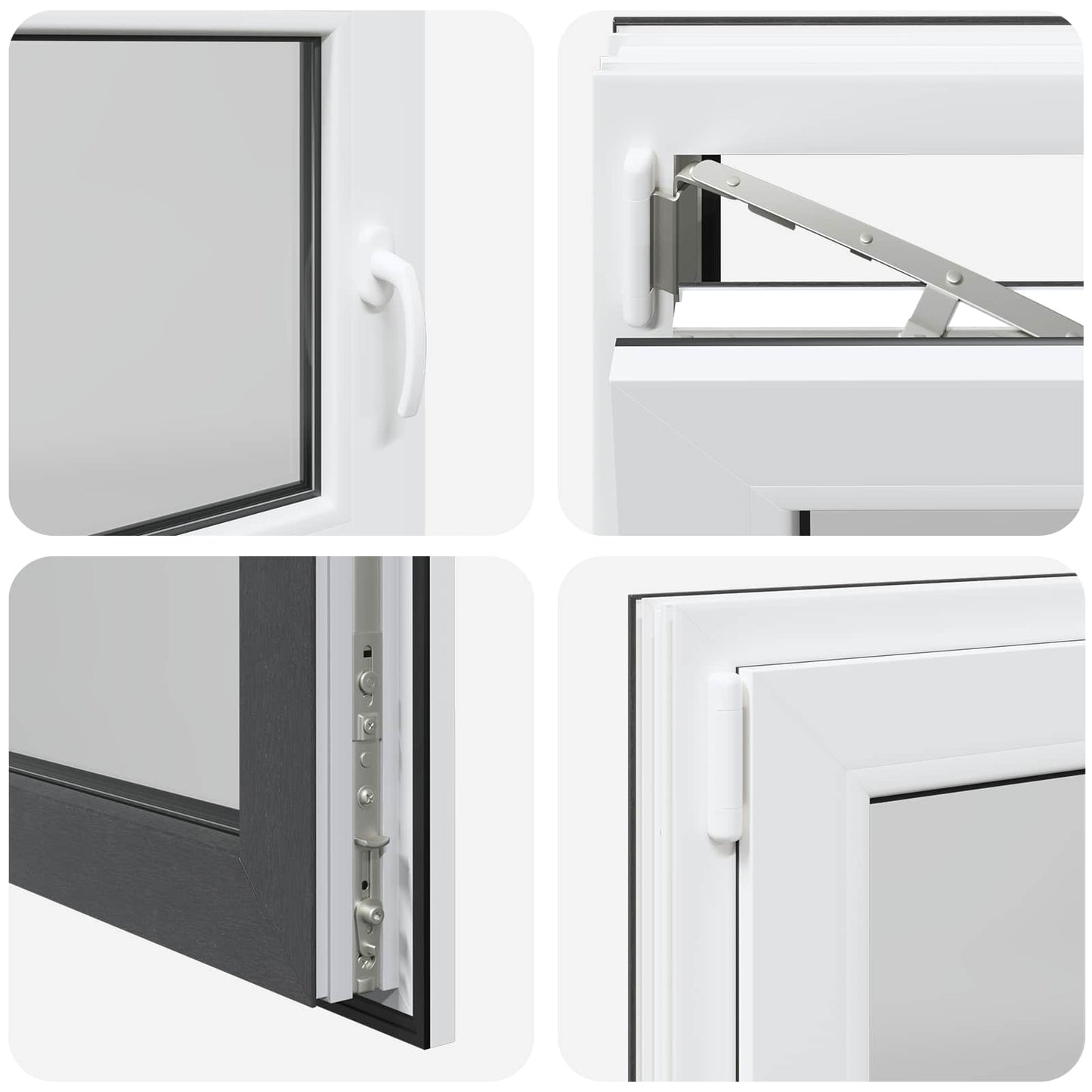 Kelderraam RISOR Antraciet 110 x 60 cm PVC en glas