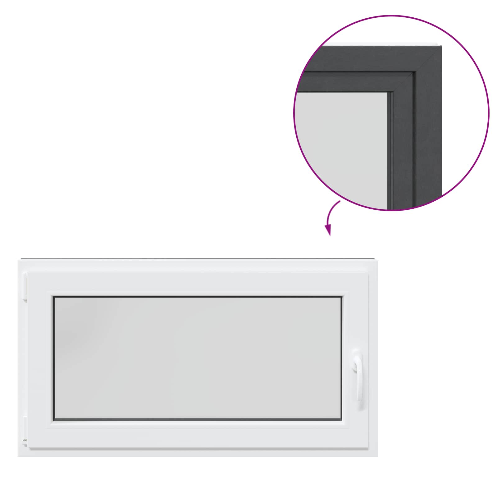 Kelderraam RISOR Antraciet 110 x 60 cm PVC en glas