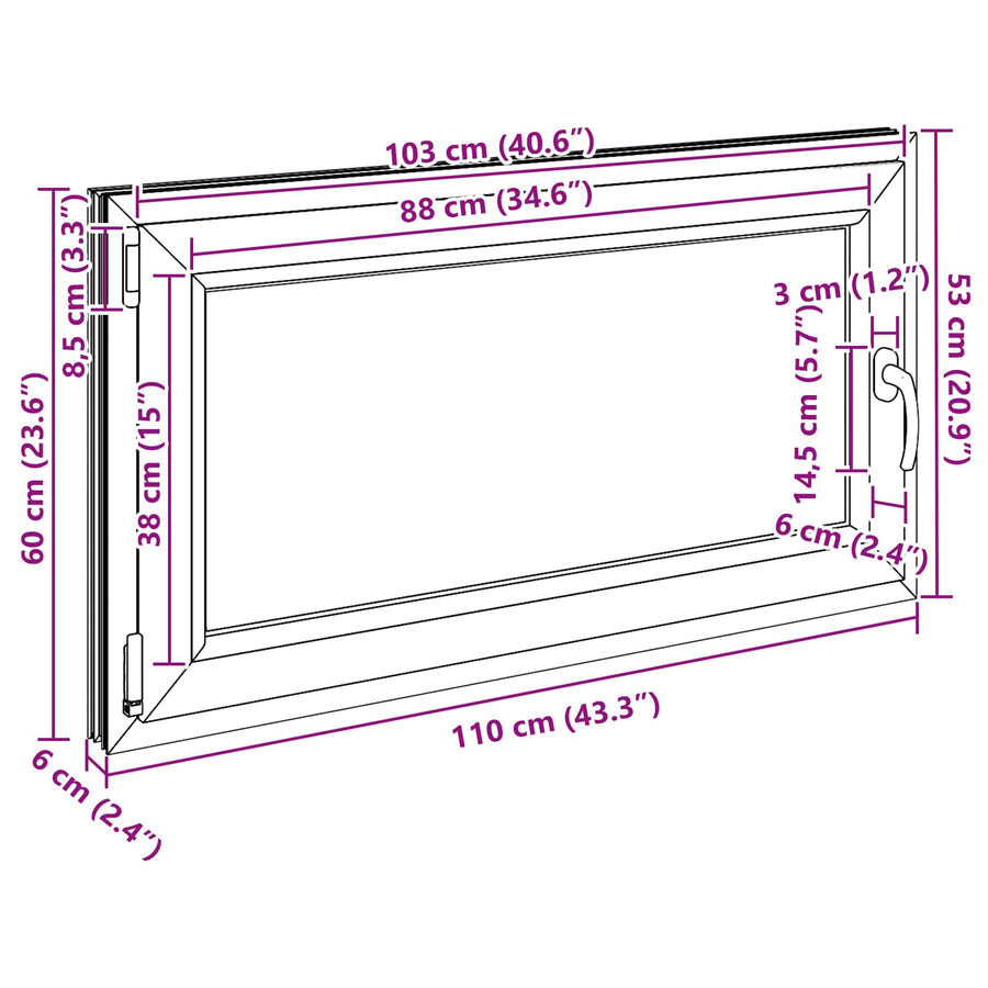 Kelderraam RISOR Antraciet 110 x 60 cm PVC en glas