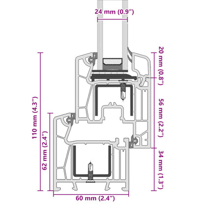 Kelderraam RISOR Antraciet 110 x 60 cm PVC en glas
