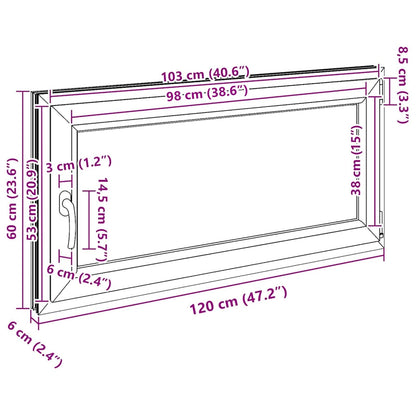 Kelderraam RISOR Antraciet 120 x 60 cm PVC en glas