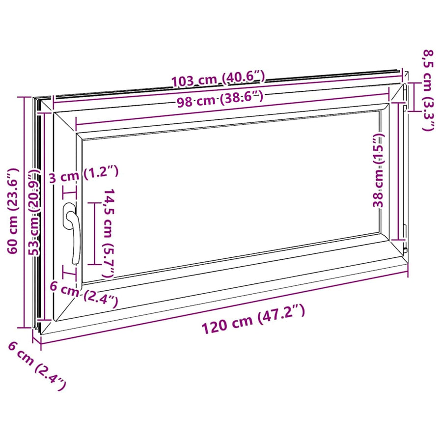 Kelderraam RISOR Antraciet 120 x 60 cm PVC en glas