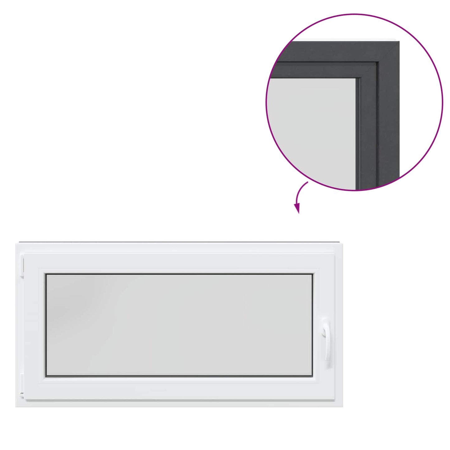Kelderraam RISOR Antraciet 120 x 60 cm PVC en glas