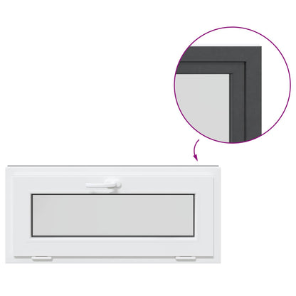 Kelderraam RISOR 90 x 40 cm PVC en glas Antracietkleurig