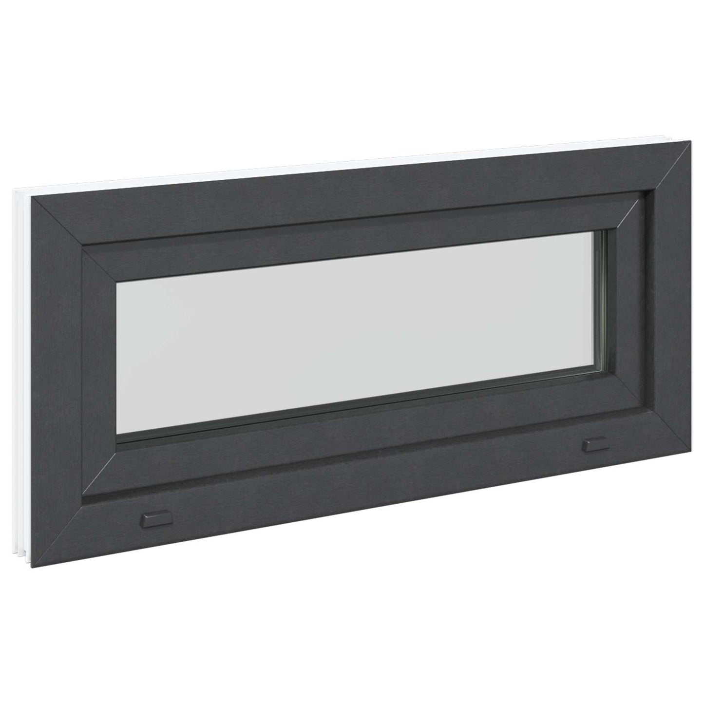 Kelderraam RISOR 90 x 40 cm PVC en glas Antracietkleurig