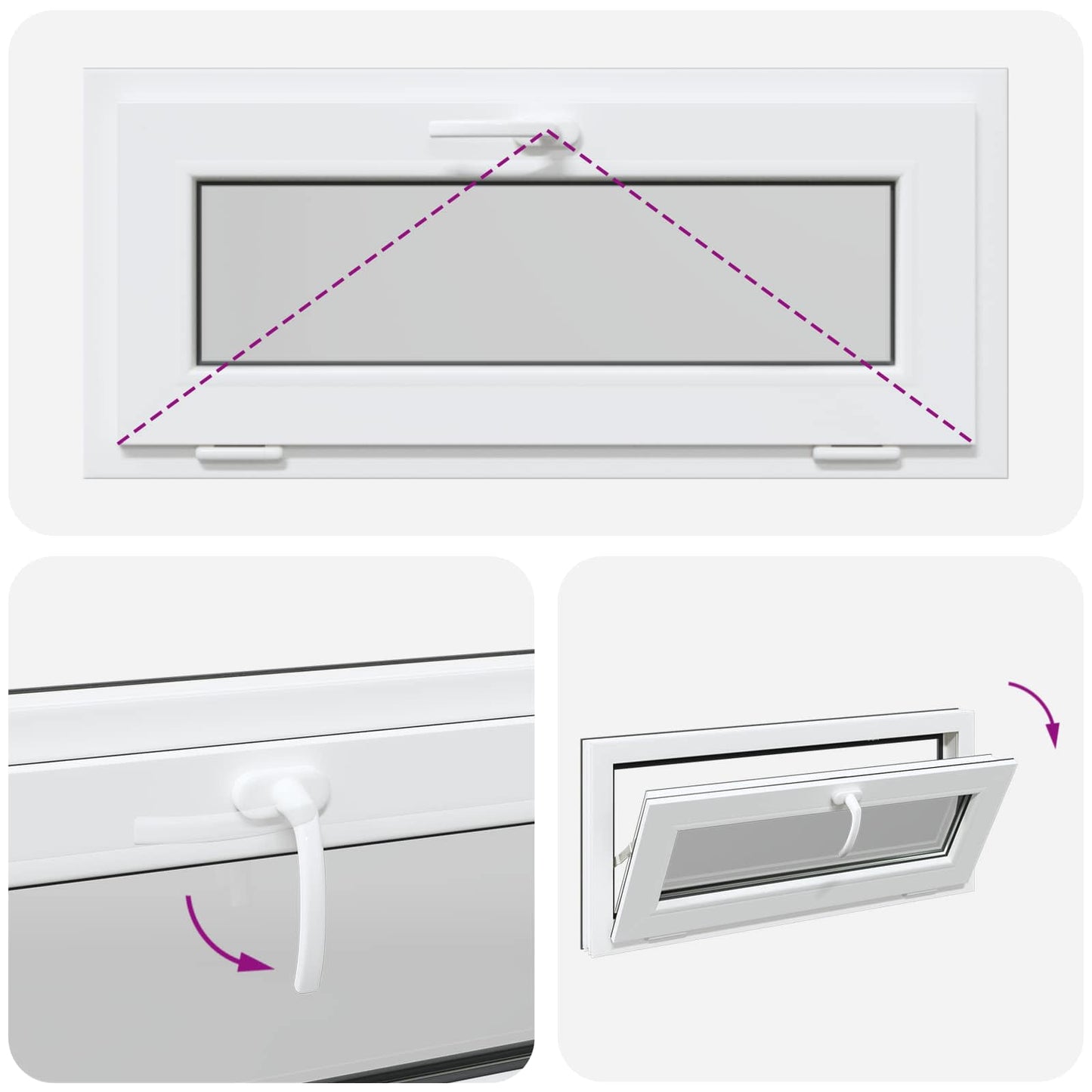 Kelderraam RISOR 90 x 40 cm PVC en glas Antracietkleurig