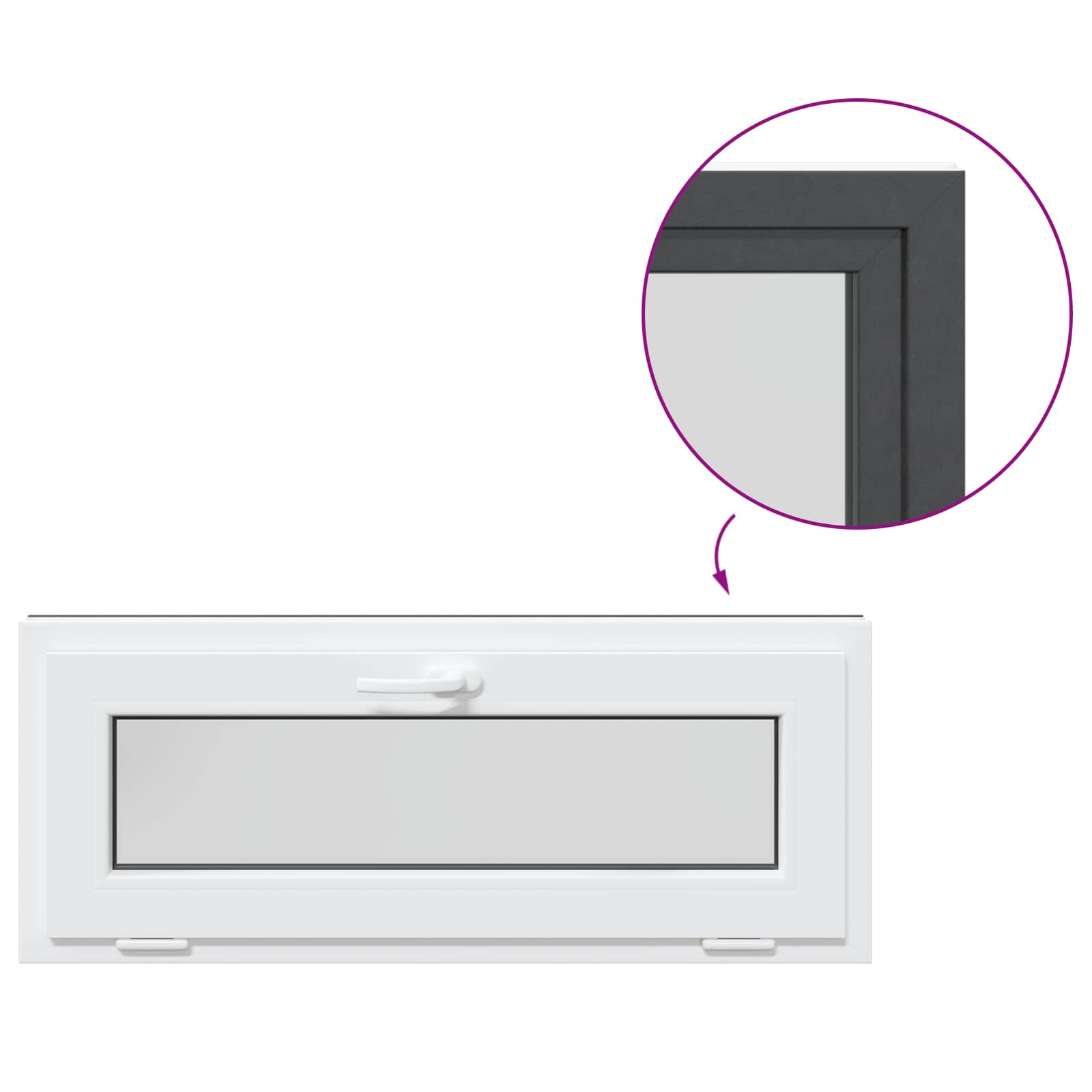 Kelderraam RISOR 100 x 40 cm PVC en glas Antracietkleurig
