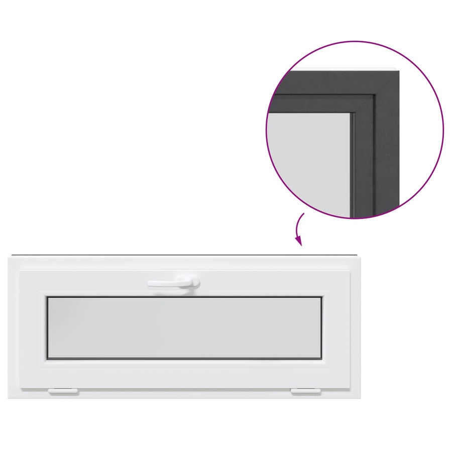 Kelderraam RISOR 100 x 40 cm PVC en glas Antracietkleurig