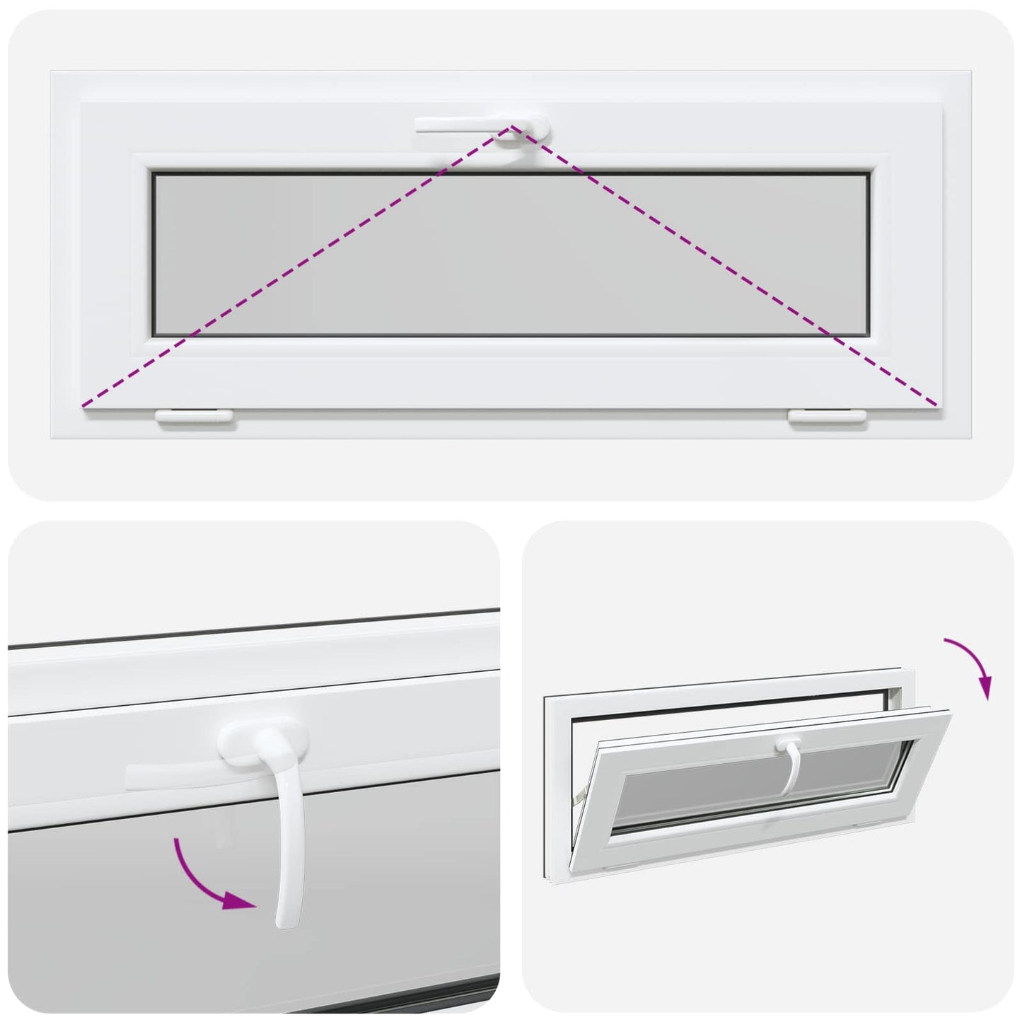 Kelderraam RISOR 100 x 40 cm PVC en glas Antracietkleurig