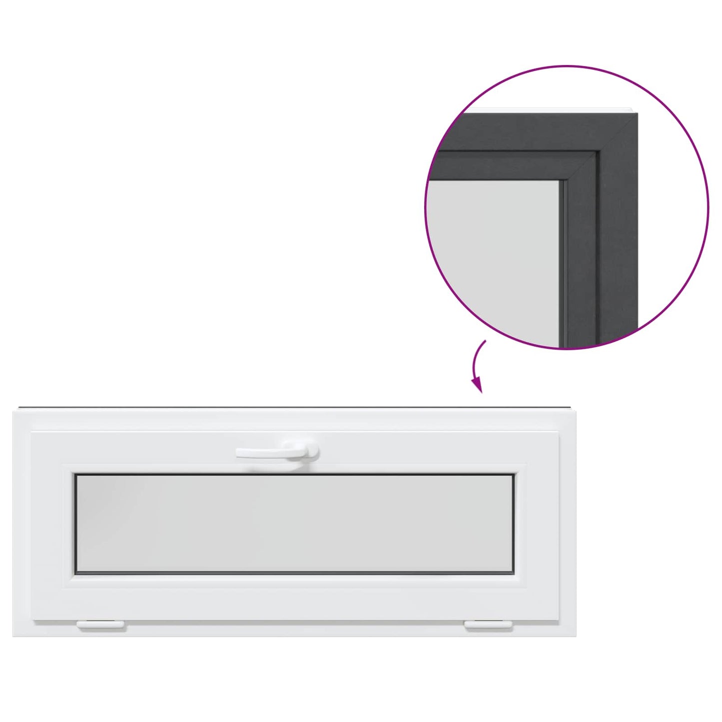 Kelderraam RISOR 110 x 40 cm PVC en glas Antracietkleurig