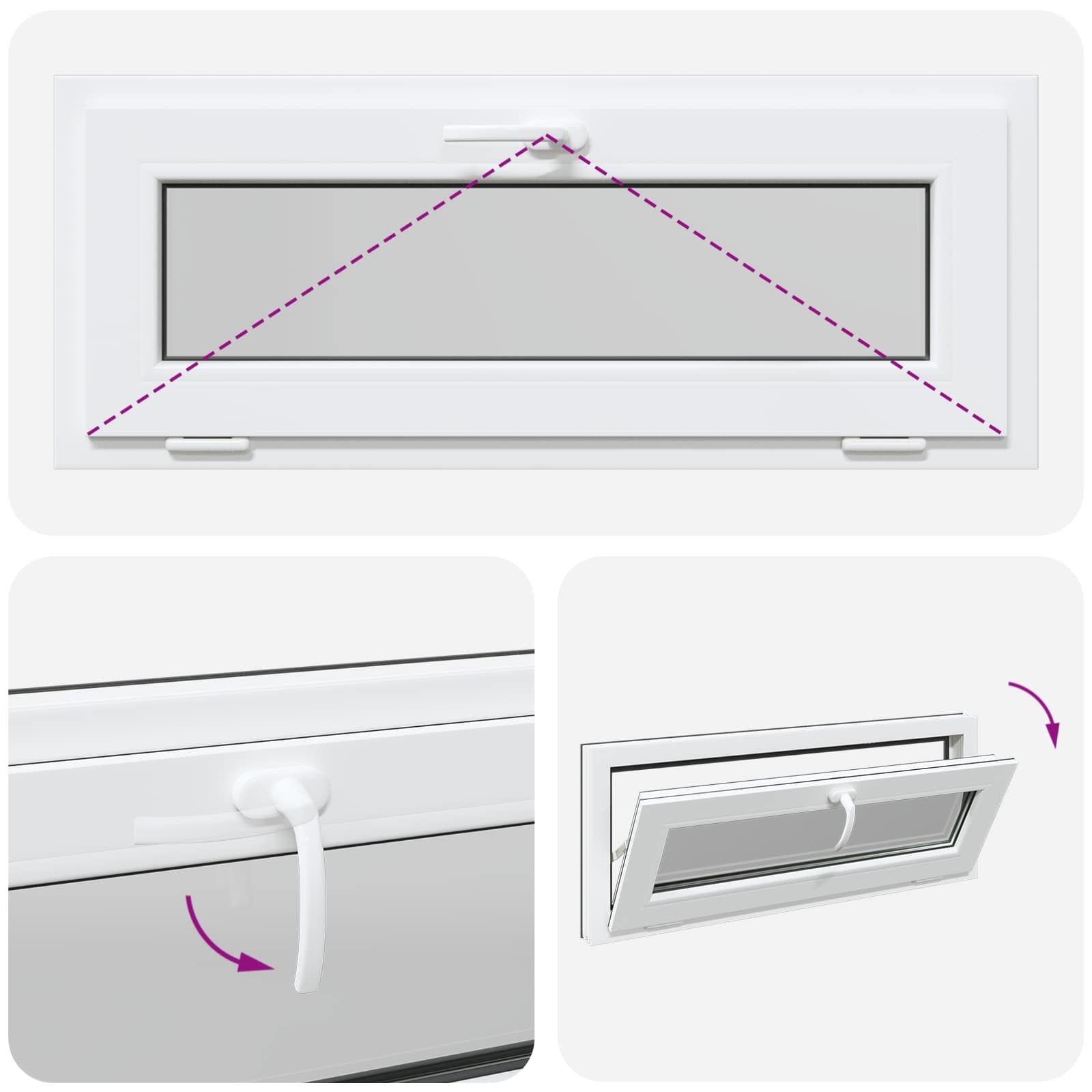 Kelderraam RISOR 110 x 40 cm PVC en glas Antracietkleurig