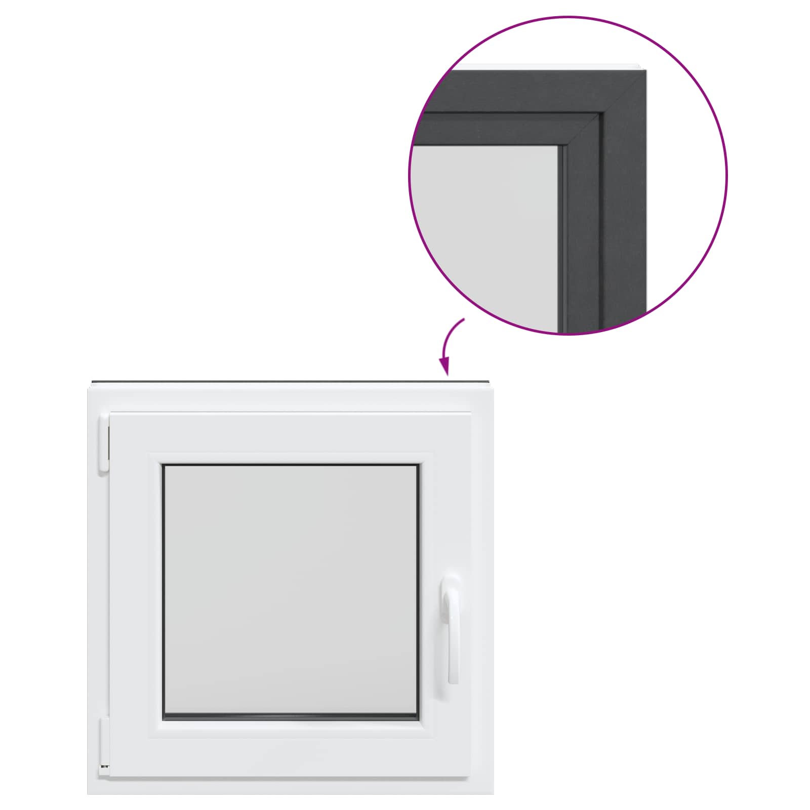 Kelderraam RISOR Antraciet 50 x 50 cm PVC en glas