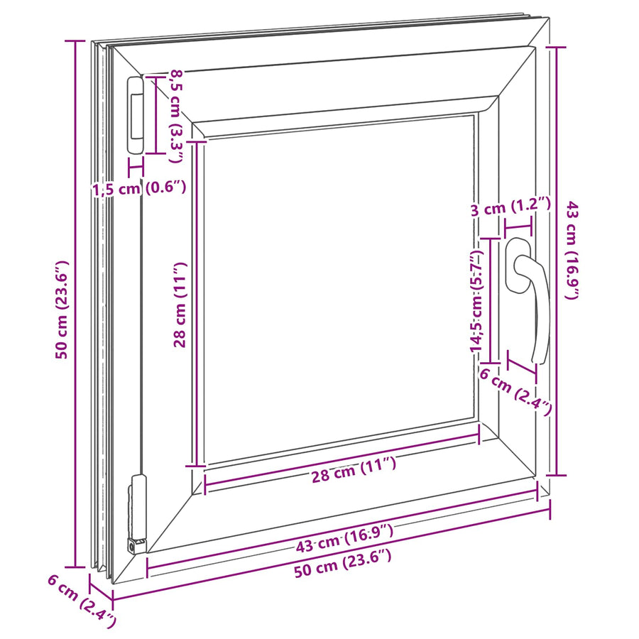 Kelderraam RISOR Antraciet 50 x 50 cm PVC en glas