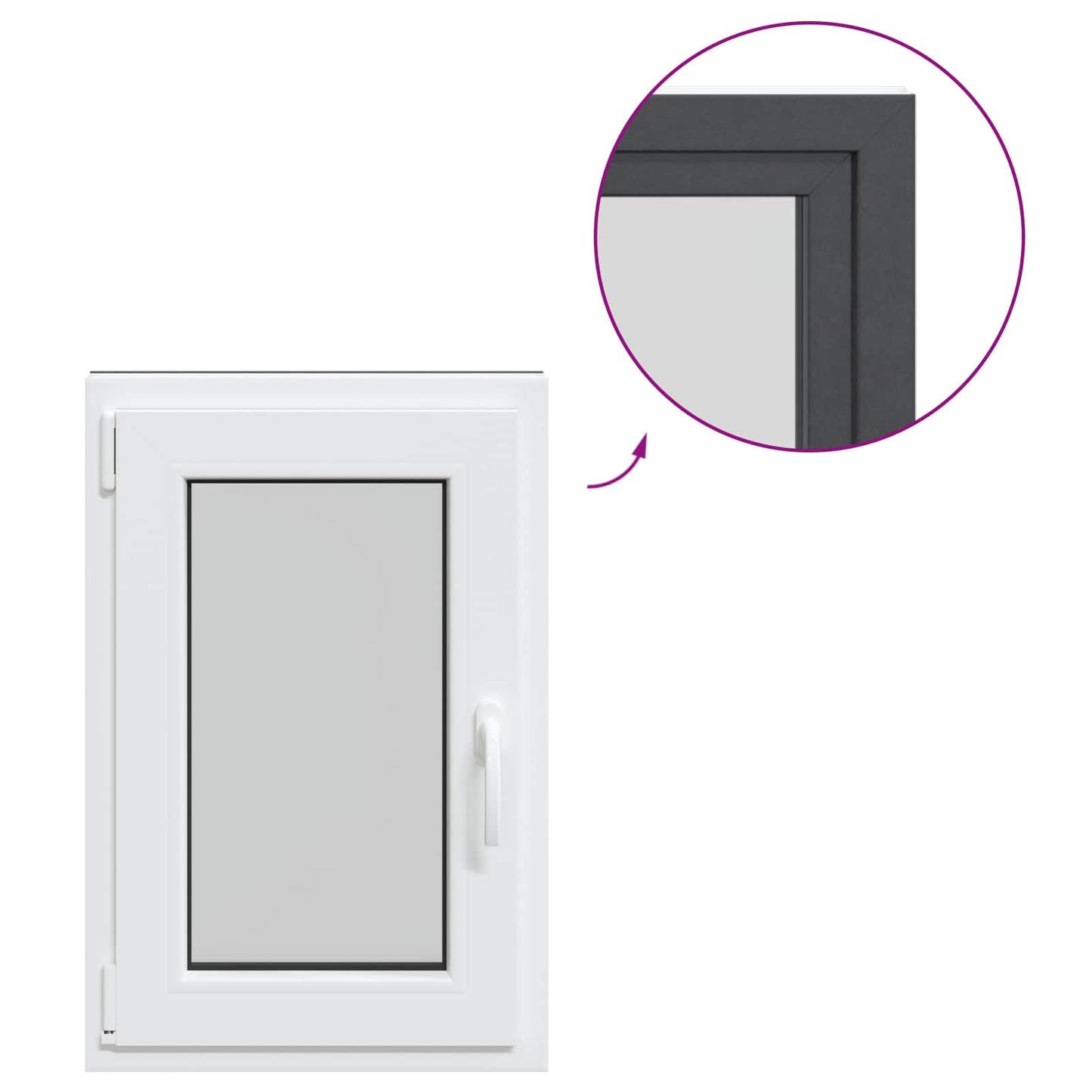 Kelderraam RISOR Antraciet 50 x 75 cm PVC en glas