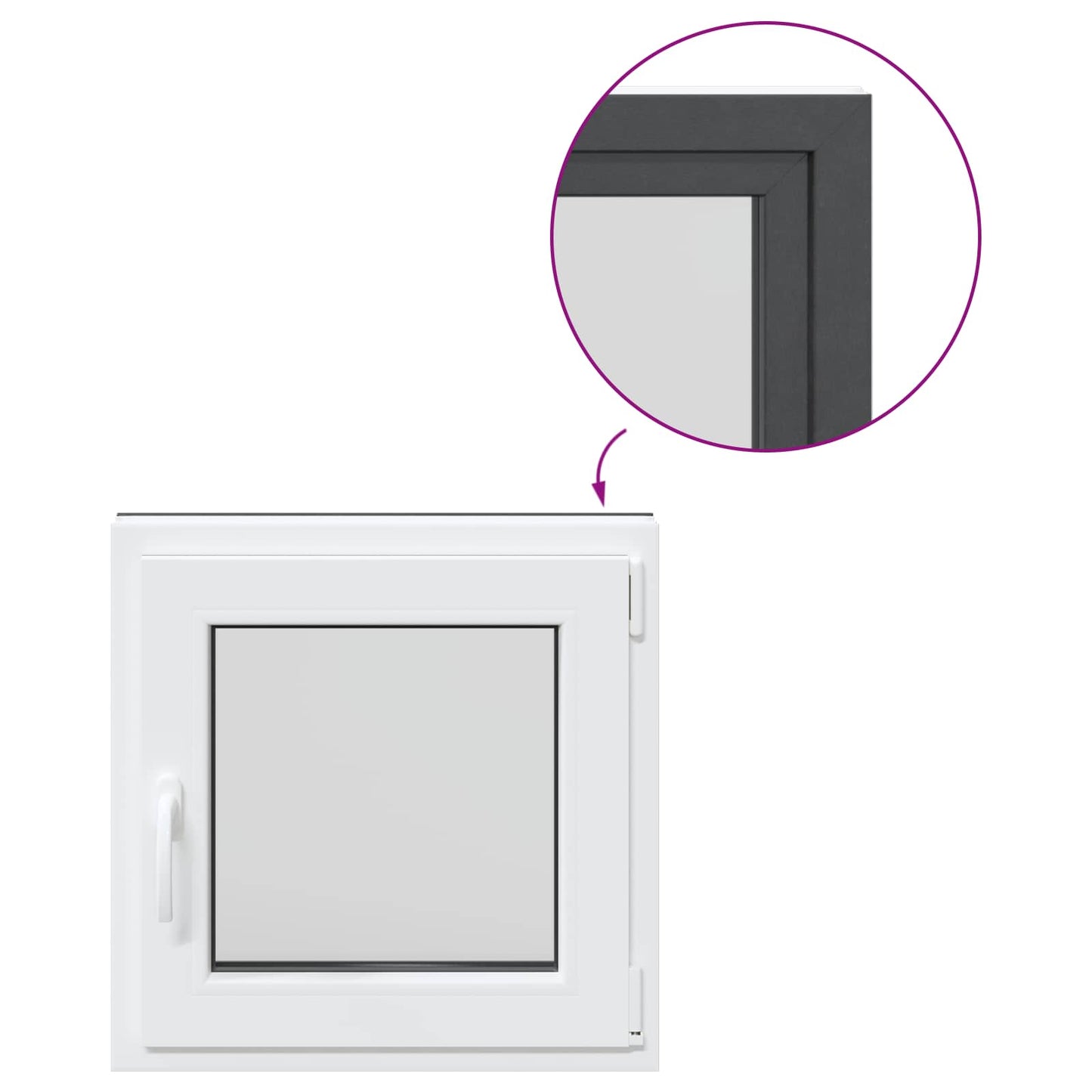 Kelderraam RISOR Antraciet 60 x 60 cm PVC en glas