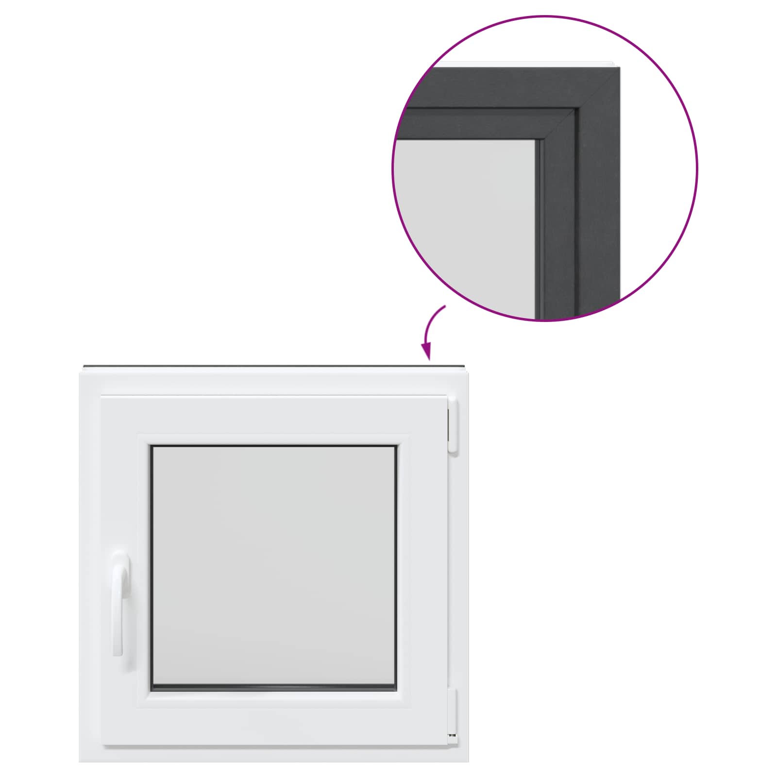 Kelderraam RISOR Antraciet 60 x 60 cm PVC en glas