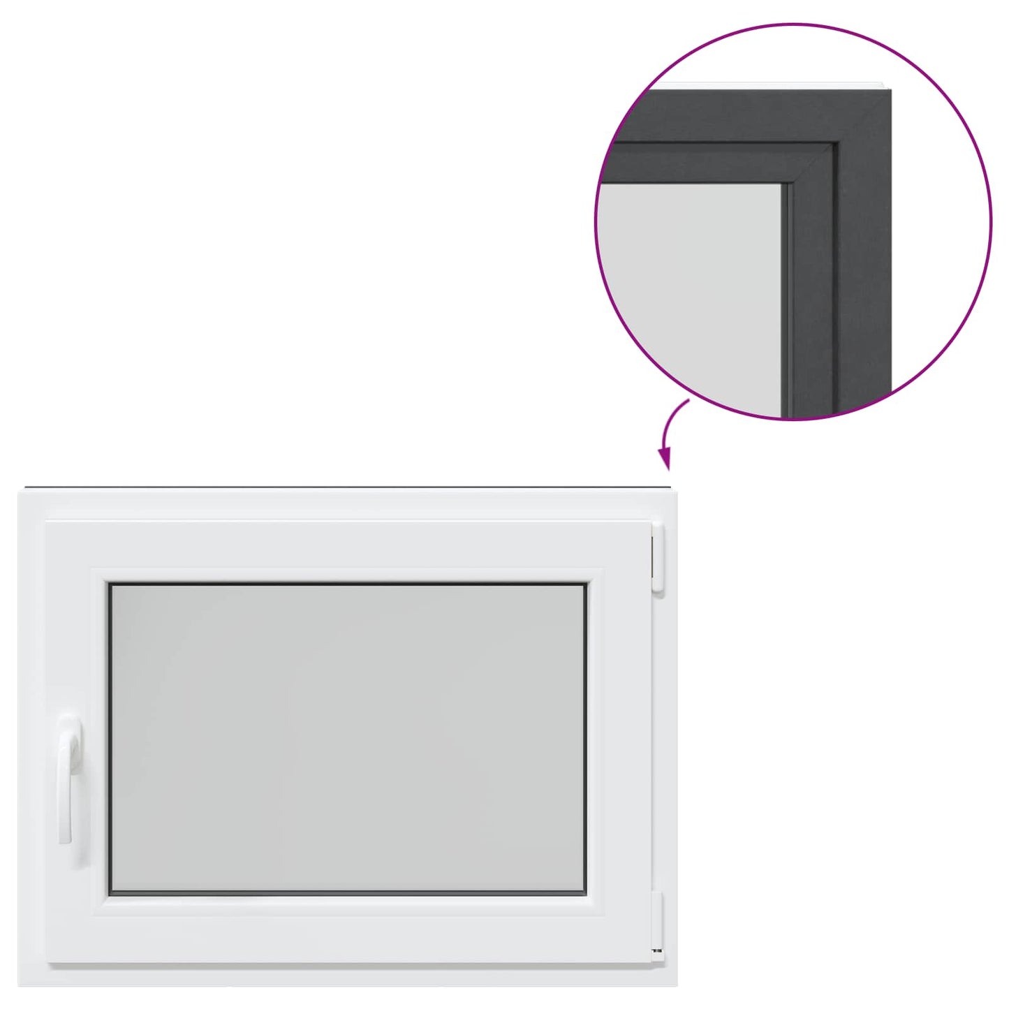 Kelderraam RISOR Antraciet 60 x 100 cm PVC en glas