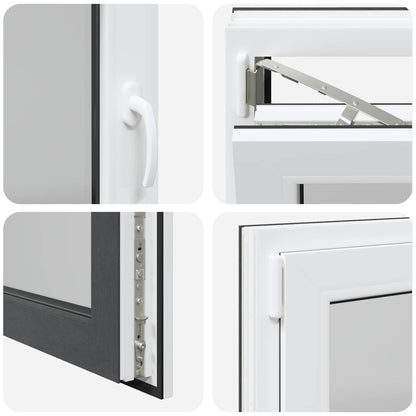 Kelderraam RISOR Antraciet 80 x 50 cm PVC en glas