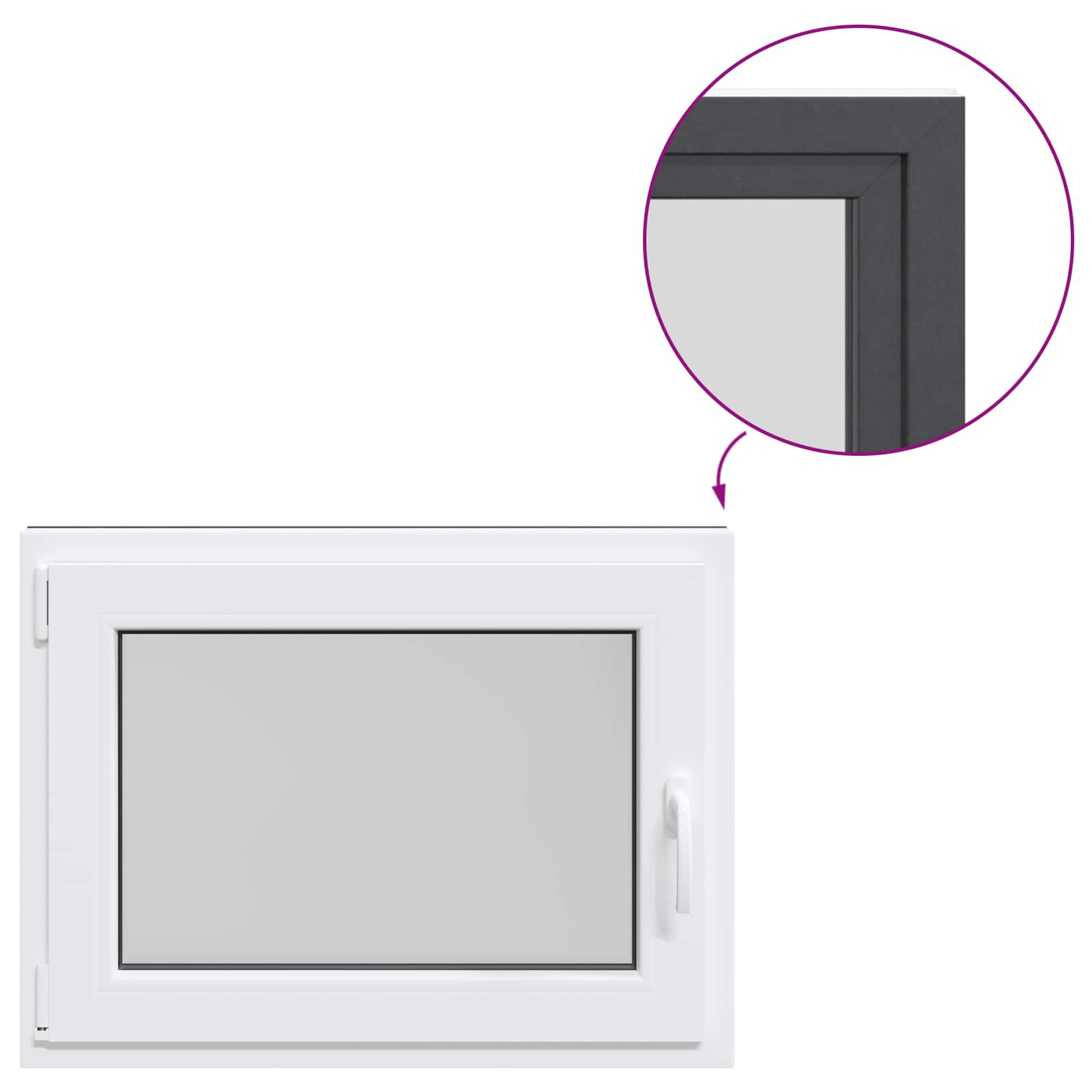 Kelderraam RISOR Antraciet 80 x 60 cm PVC en glas