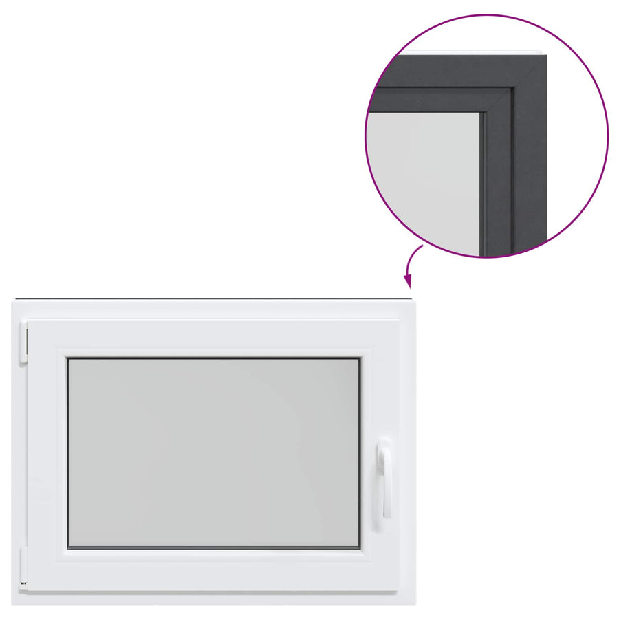 Kelderraam RISOR Antraciet 80 x 70 cm PVC en glas