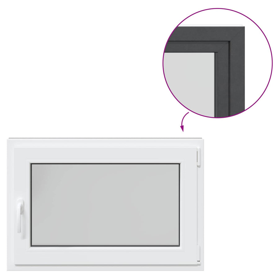 Kelderraam RISOR Antraciet 80 x 70 cm PVC en glas