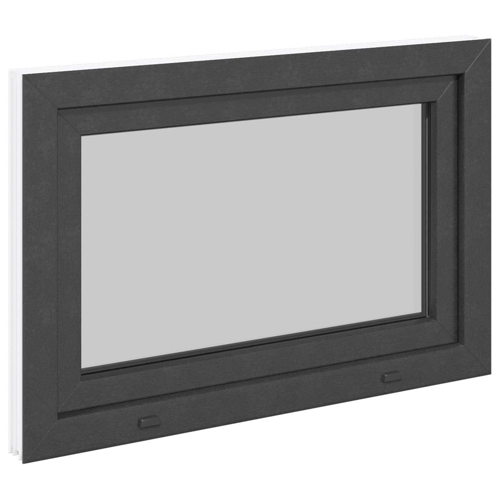 Kelderraam RISOR Antraciet 80 x 70 cm PVC en glas