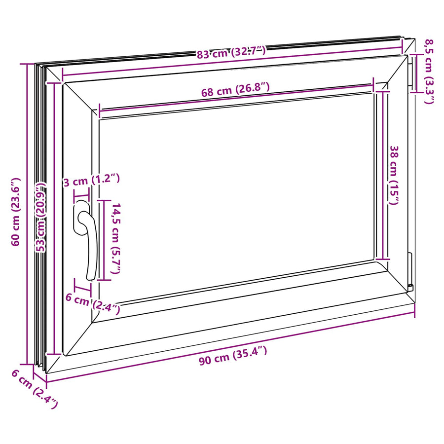 Kelderraam RISOR Antraciet 90 x 50 cm PVC en glas