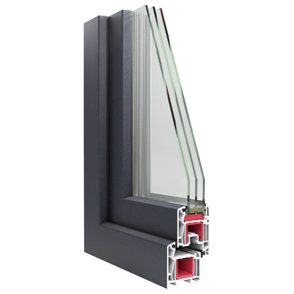 Kelderraam RISOR Antraciet 90 x 60 cm PVC en glas