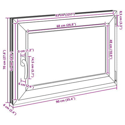 Kelderraam RISOR Antraciet 90 x 60 cm PVC en glas