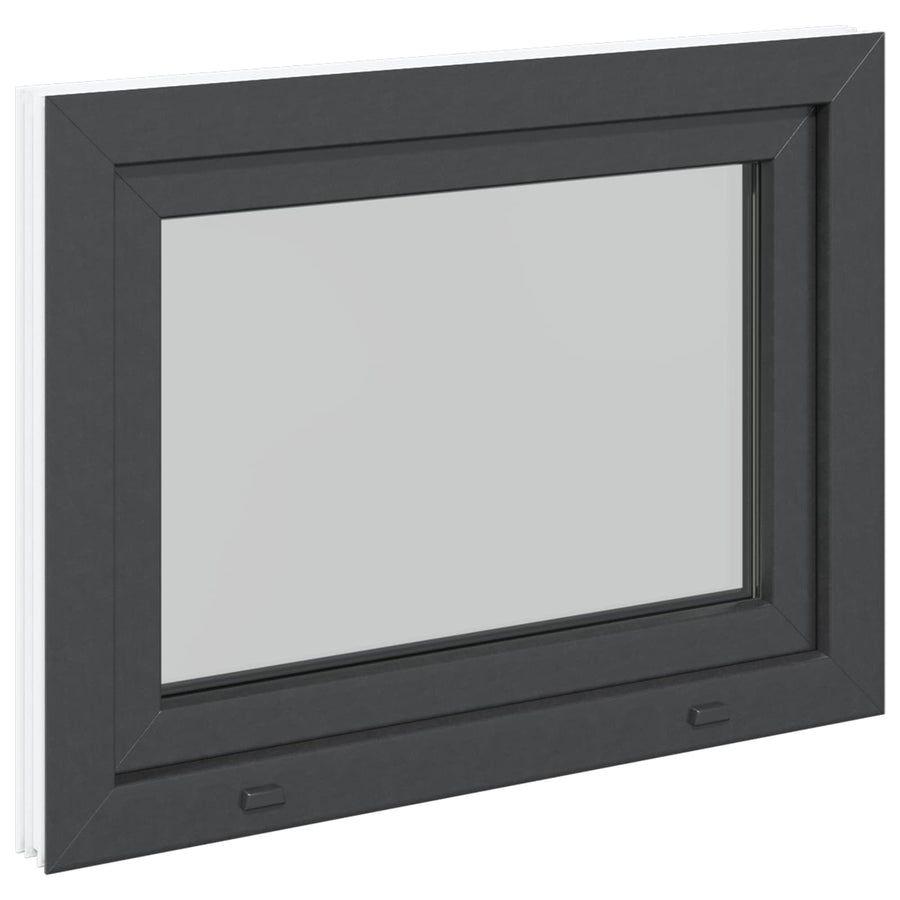 Kelderraam RISOR Antraciet 90 x 70 cm PVC en glas