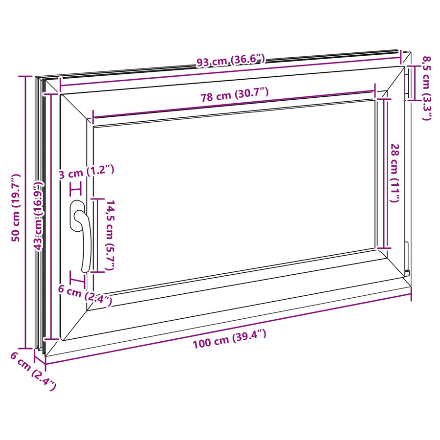 Kelderraam RISOR Antraciet 100 x 50 cm PVC en glas