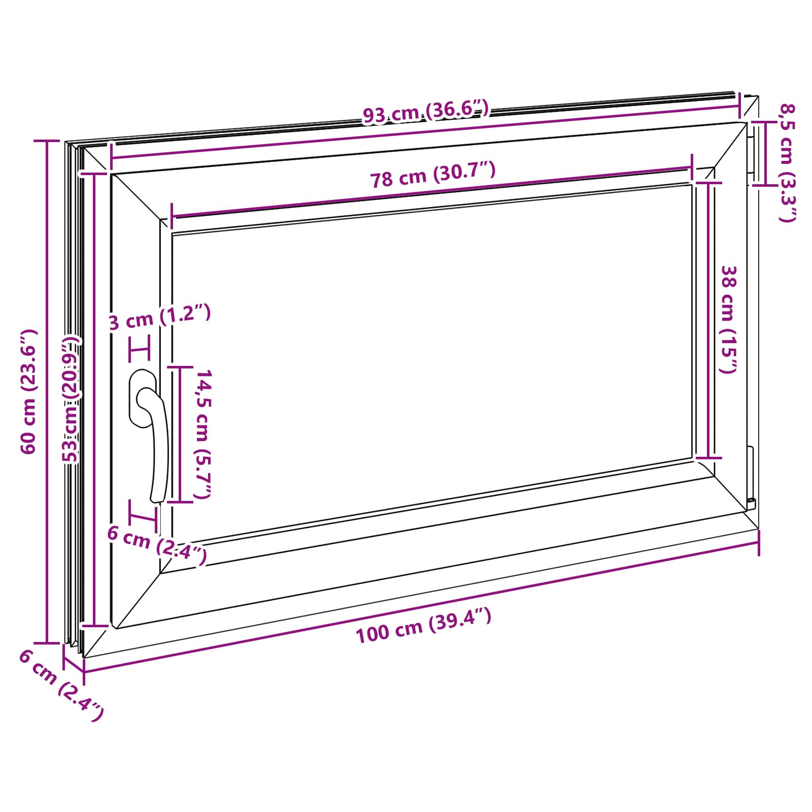 Kelderraam RISOR Antraciet 100 x 60 cm PVC en glas