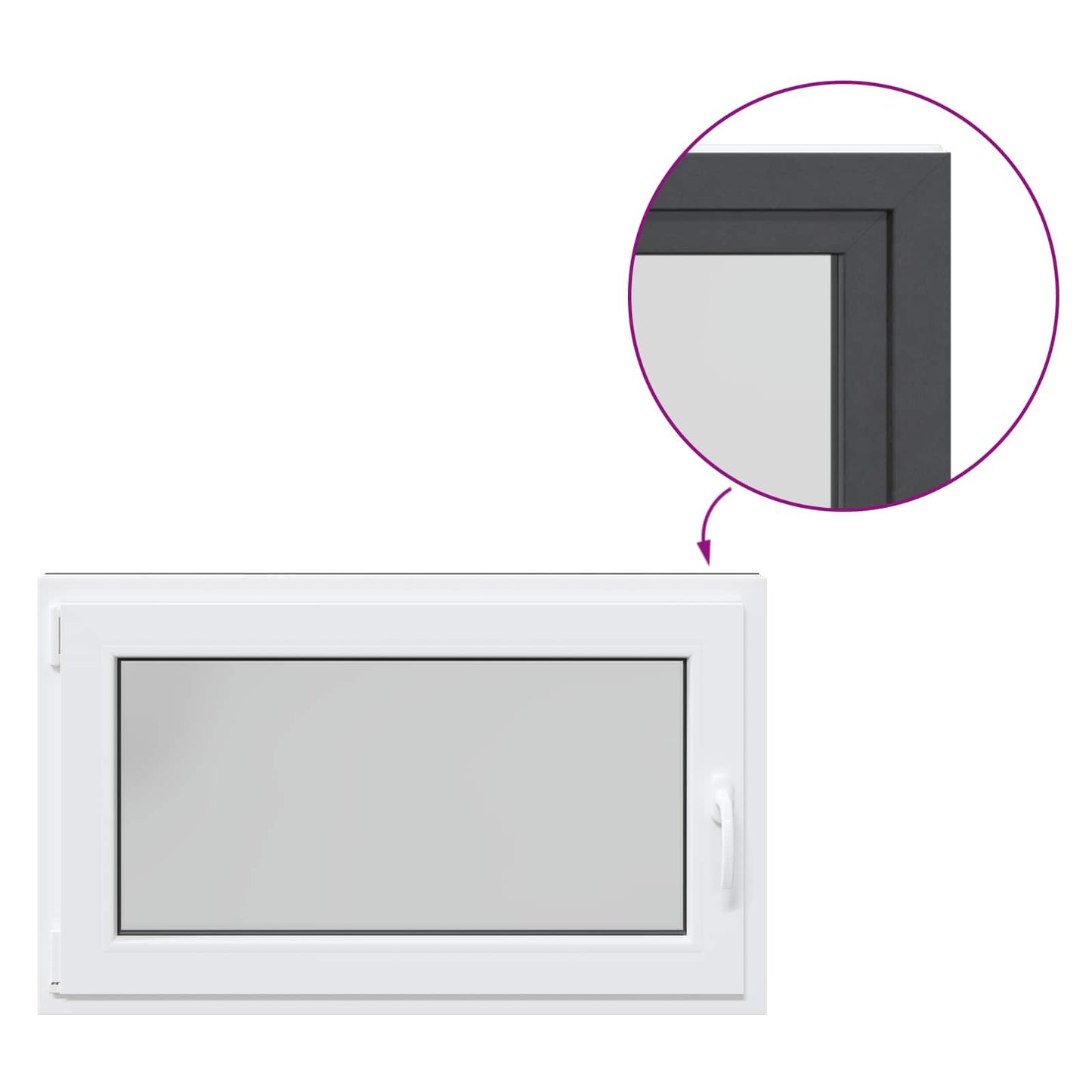 Kelderraam RISOR Antraciet 100 x 60 cm PVC en glas