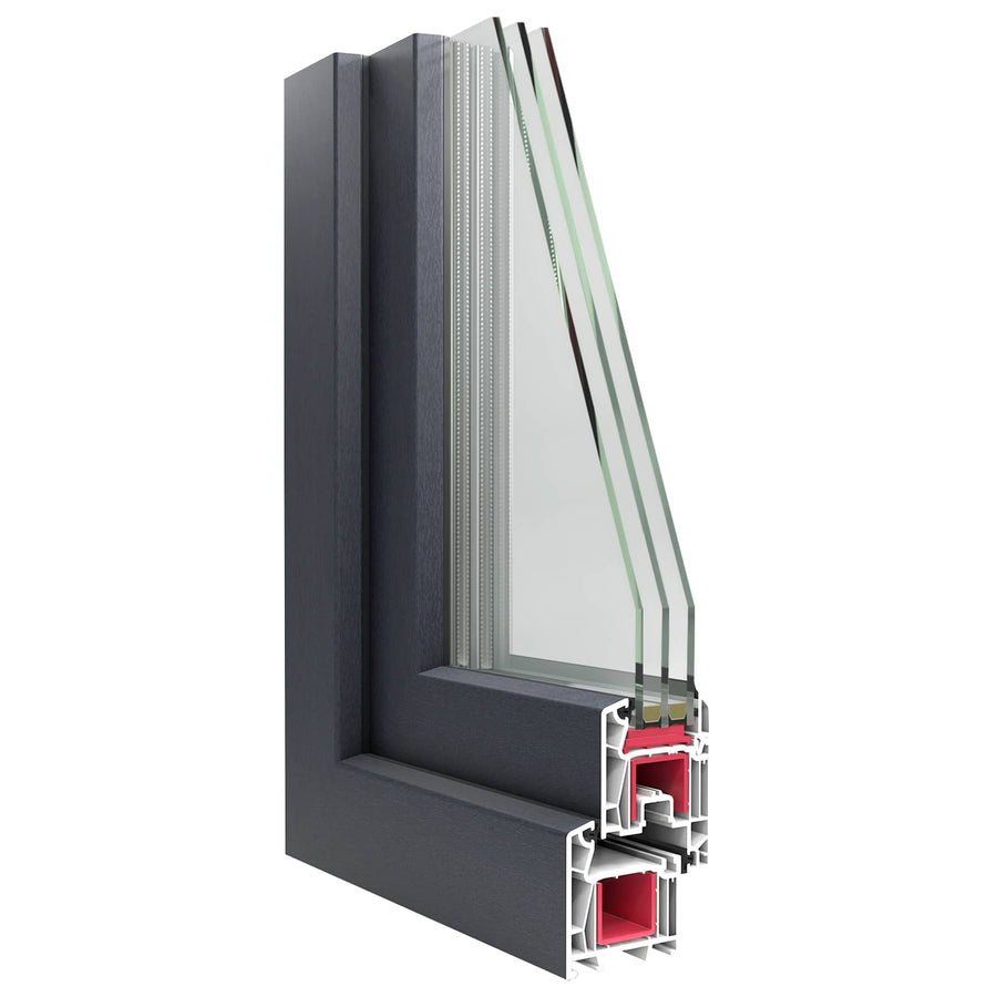 Kelderraam RISOR Antraciet 100 x 70 cm PVC en glas