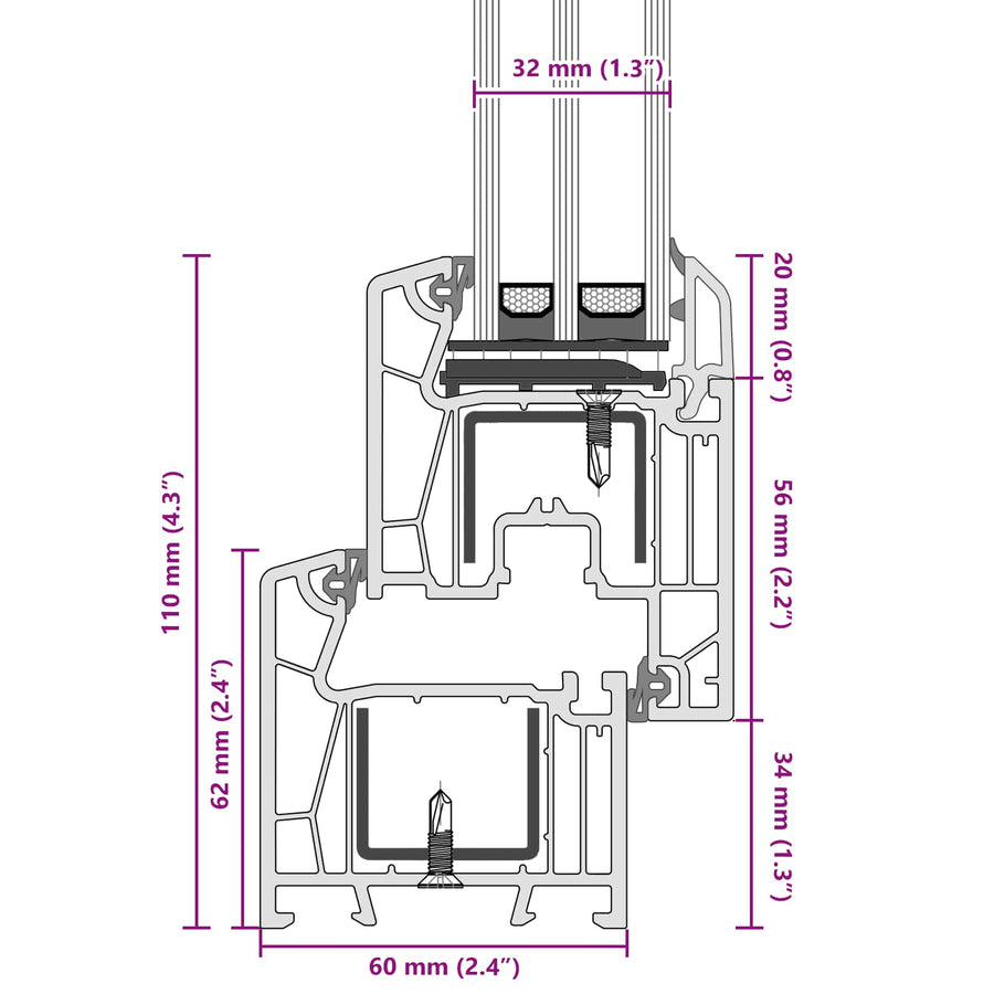 Kelderraam RISOR Antraciet 100 x 70 cm PVC en glas