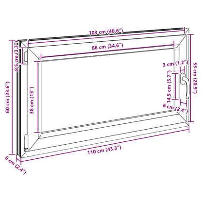Kelderraam RISOR Antraciet 110 x 60 cm PVC en glas