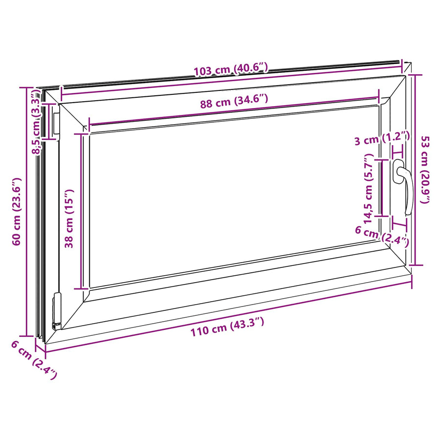 Kelderraam RISOR Antraciet 110 x 60 cm PVC en glas