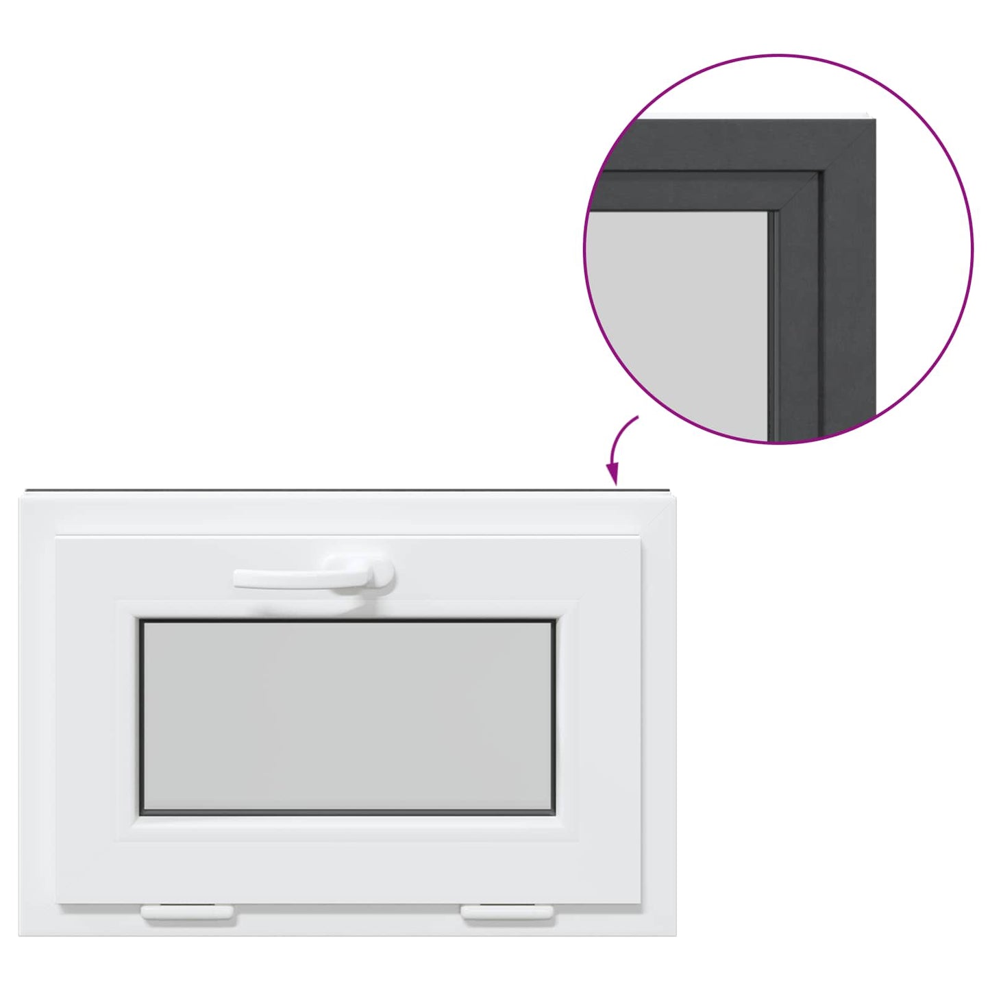 Kelderraam RISOR 60 x 40 cm PVC en glas Antracietkleurig