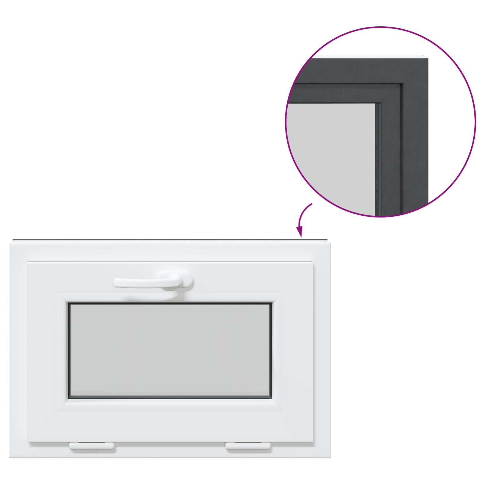 Kelderraam RISOR 60 x 40 cm PVC en glas Antracietkleurig