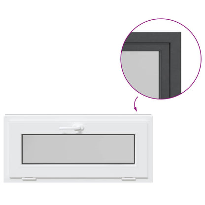 Kelderraam RISOR 90 x 40 cm PVC en glas Antracietkleurig
