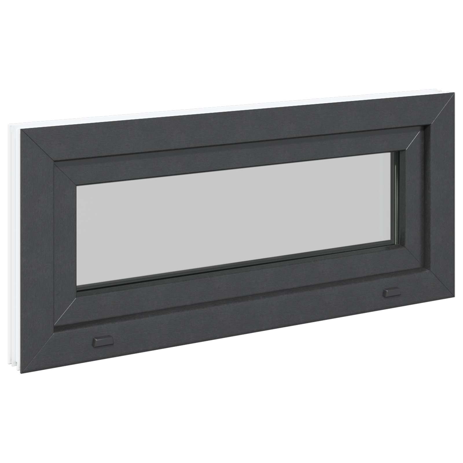 Kelderraam RISOR 90 x 40 cm PVC en glas Antracietkleurig