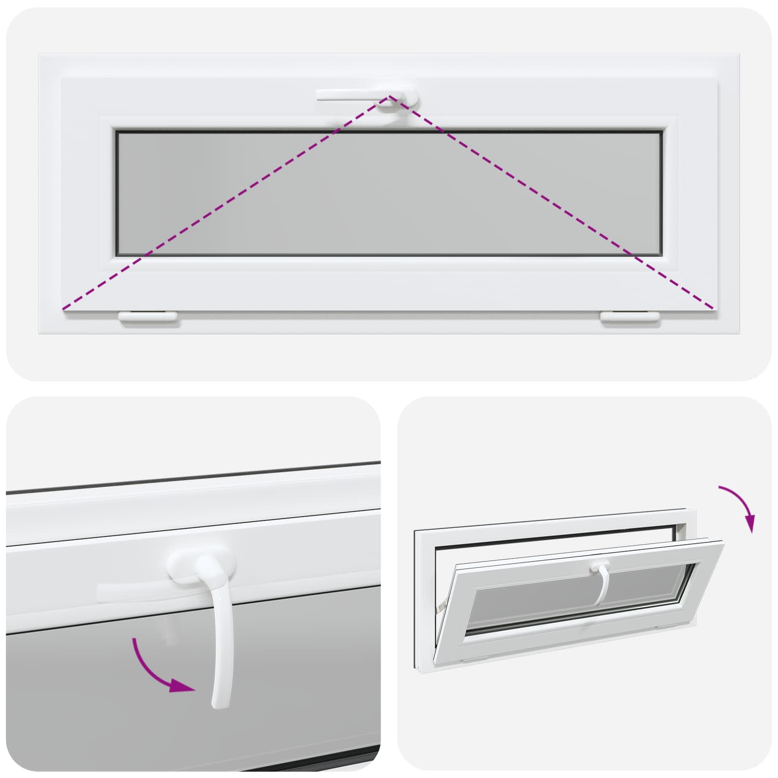 Kelderraam RISOR 100 x 40 cm PVC en glas Antracietkleurig