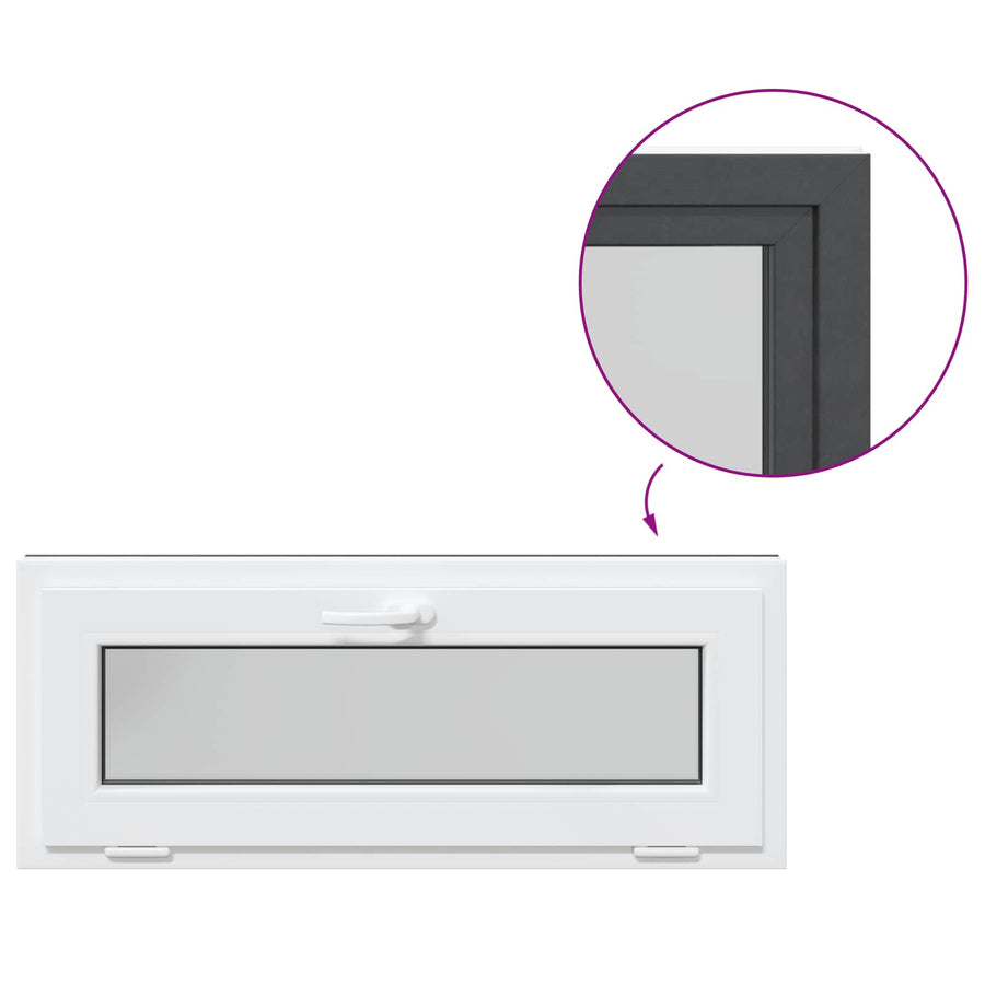 Kelderraam RISOR 110 x 40 cm PVC en glas Antracietkleurig
