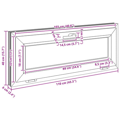 Kelderraam RISOR 110 x 40 cm PVC en glas Antracietkleurig