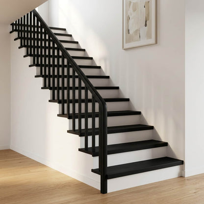 Traplopers 4 st 80 x 25 x 2 cm Zwart Massief beukenhout